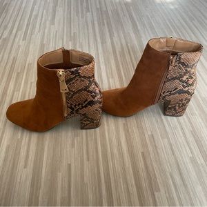 Faux snakeskin booties